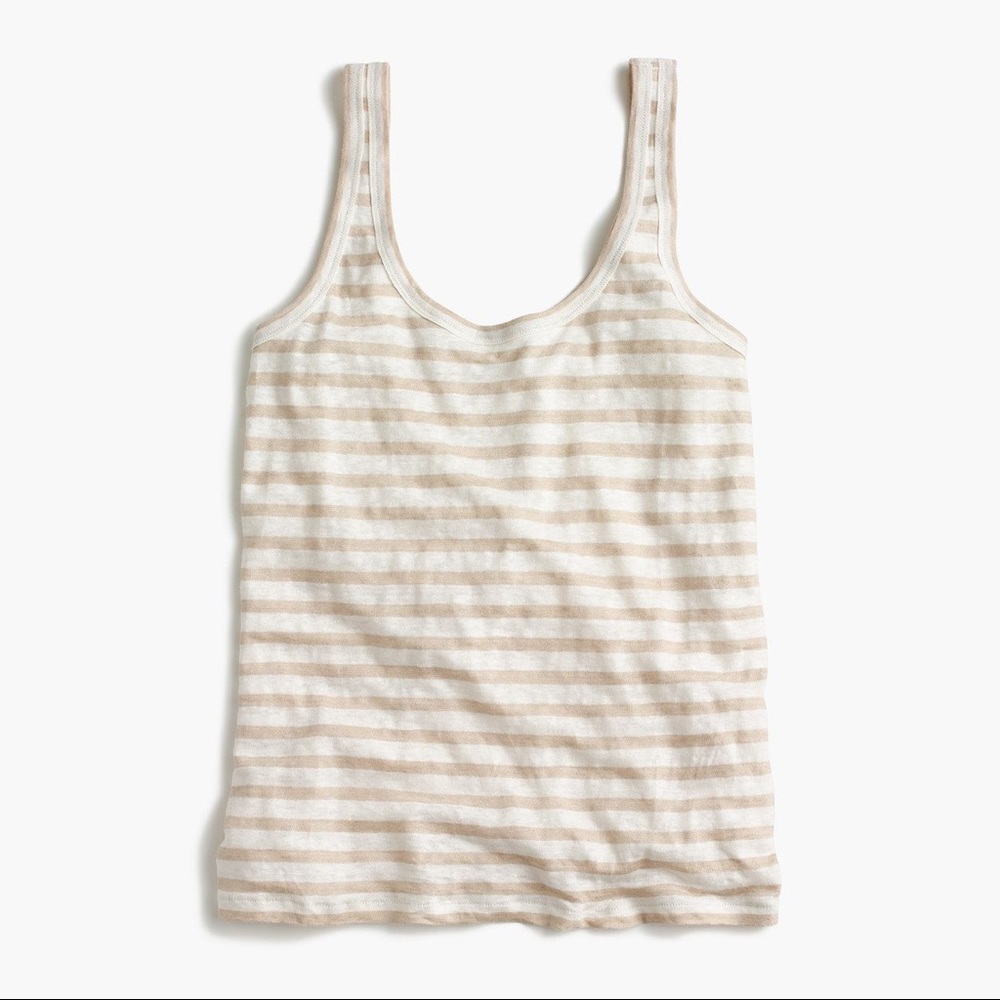 J Crew 100% Linen Striped Tank Size XXS